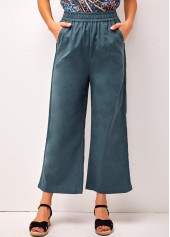 Peacock Blue Pockets High Waisted Pants