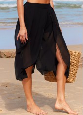 High Waisted Black Side Slit Beach Pants