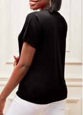 Valentines Short Sleeve Heart Print Black T Shirt