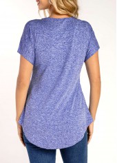 Quarter Zip Short Sleeve Purplish Blue T Shirt
