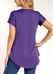 Quarter Zip Short Sleeve Purple T Shirt