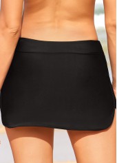 Double Slit Mid Waist Black Pantskirt