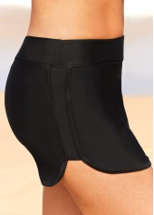 Double Slit Mid Waist Black Pantskirt