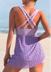 Light Purple Cross Strap Swimdress and Shorts