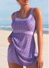 Light Purple Cross Strap Swimdress and Shorts
