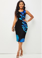 Valentines Butterfly Print Sleeveless Blue Bodycon Dress | Rosewe.com ...
