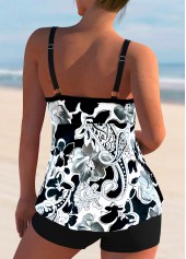 White Paisley Print Bowknot Tankini Set
