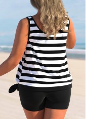 Striped Wide Strap Black Tankini Top-No Bottom