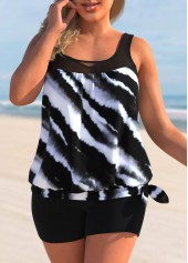 Color Block Tie Dye Print Plus Size Tankini Top-No Bottom