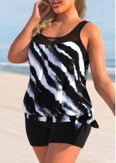 Color Block Tie Dye Print Plus Size Tankini Top-No Bottom