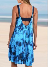 Blue Tie Dye Print Spaghetti Strap Cover Up Dress
