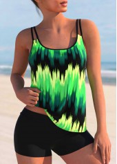 Ombre Double Straps Green Tankini Top-No Bottom