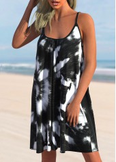Tie Dye Print Black Cover Up