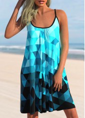 Blue Geometric Print Ombre Cover Up