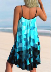 Blue Geometric Print Ombre Cover Up