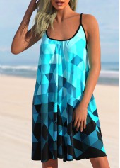 Blue Geometric Print Ombre Cover Up