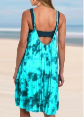 Cyan Tie Dye Print Spaghetti Strap Cover Up Dress