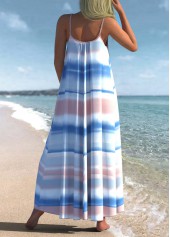 Striped Ombre Spaghetti Strap Cover Up Dress