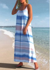 Striped Ombre Spaghetti Strap Cover Up Dress