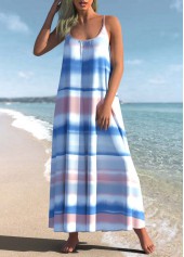 Striped Ombre Spaghetti Strap Cover Up Dress