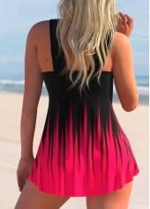Rose Red Ombre Print Wide Strap Swimdress Top-No Bottom
