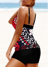 Multi Color Floral Print Double Straps Tankini Set
