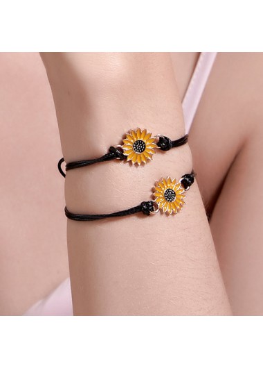 Rosewe Stylish Sunflower Design Orange Metal Detail Bracelet Set - One Size
