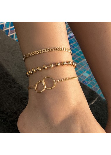 Rosewe Chic Gold Chain Design Circular Shape Anklet Set - One Size
