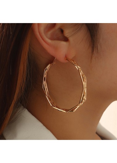 Rosewe Chic Gold Circle Design Metal Detail Earrings - One Size