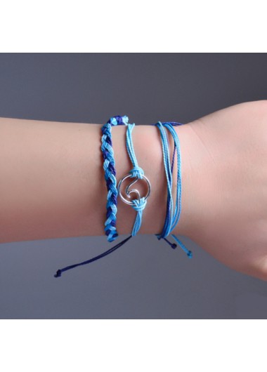Rosewe Stylish Layered Design Metal Detail Blue Bracelet Set - One Size