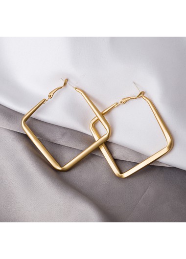 Rosewe Chic Gold Square Design Metal Detail Earrings - One Size