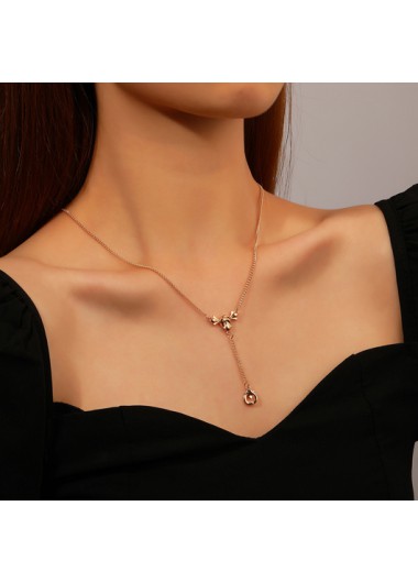 Rosewe Fashion Metal Detail Retro Horseshoe Design Gold Necklace - One Size