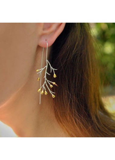 Rosewe Chic Silver Branch Shape Metal Detail Earrings - One Size
