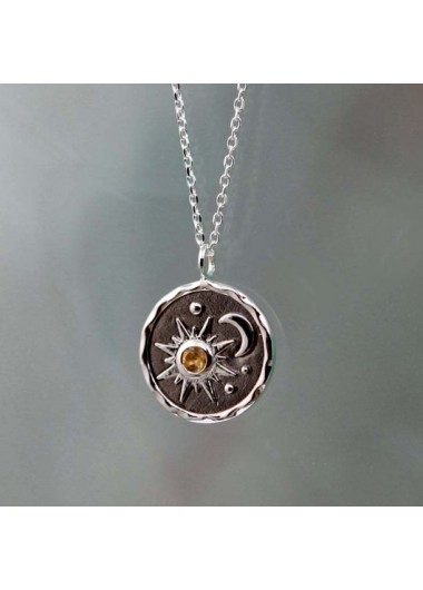 Rosewe Fashion Sun and Moon Design Silver Metal Detail Necklace - One Size