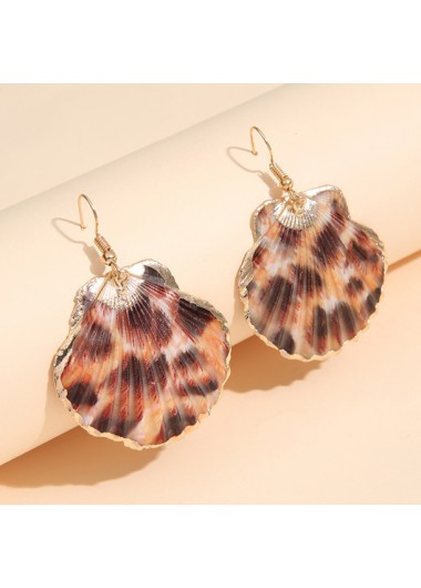 Rosewe Chic Leopard Shell Metal Detail Multi Color Earrings - One Size