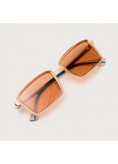 Rosewe TR Orange Rectangle Frame Metal Detail Sunglasses - One Size