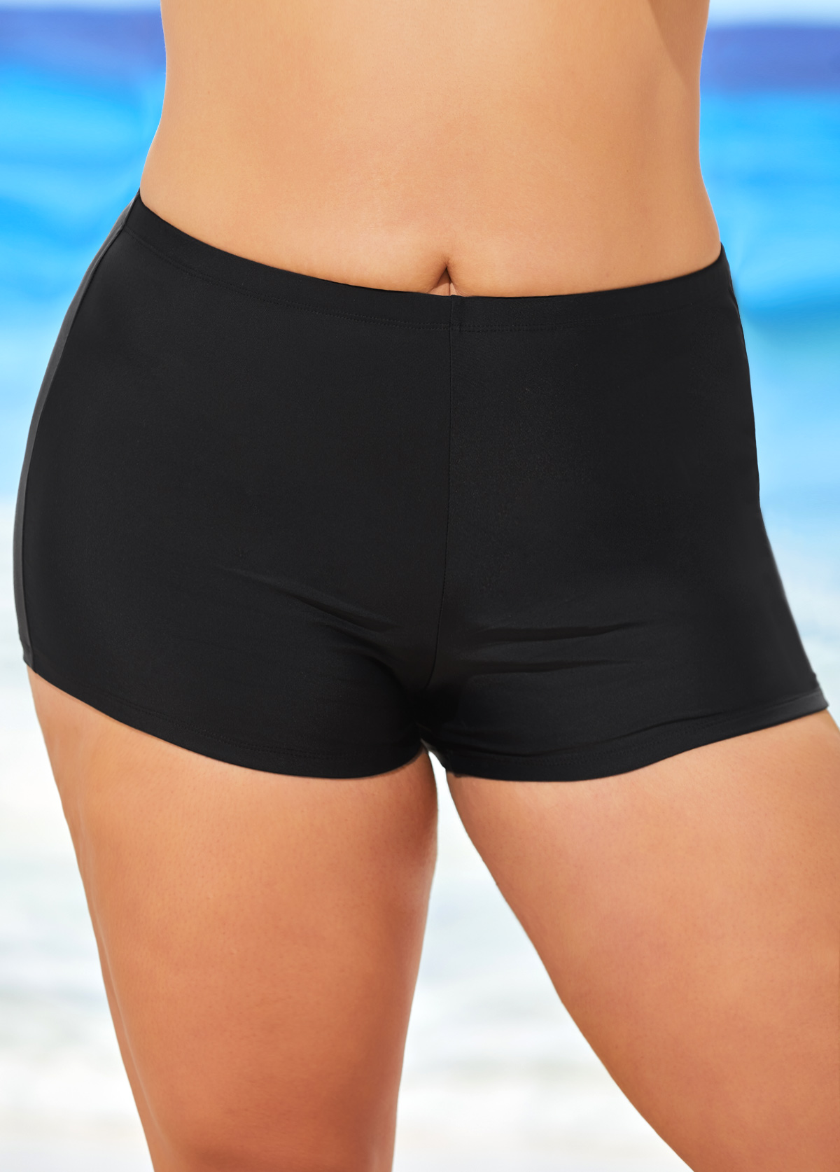 Plus Size Cyan Tropical Print Swimdress and Shorts