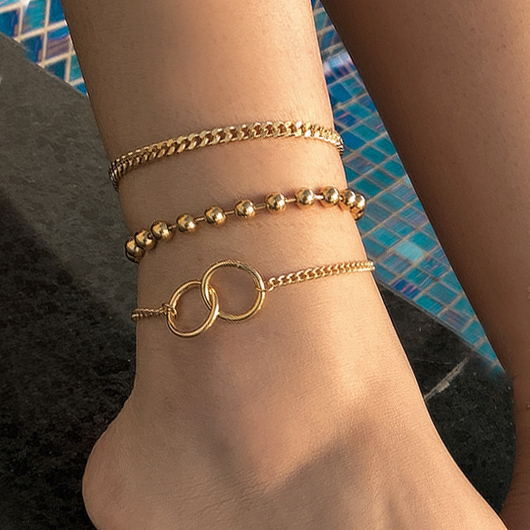 Gold Chain Design Circular Shape Anklet Set