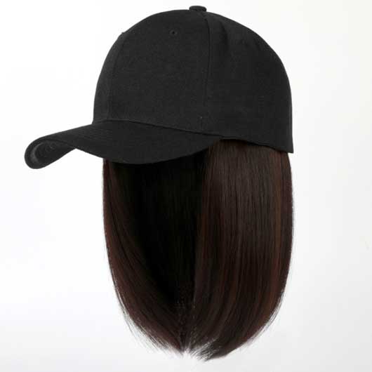Short Dark Brown Integrated Hat and Wig
