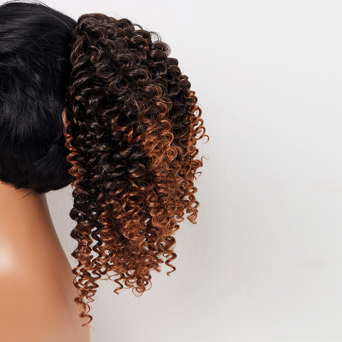 Curly Short Brown Ponytail Wig for Women