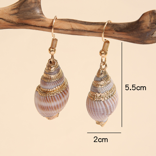 Conch Design Multi Color Metal Detail Earrings