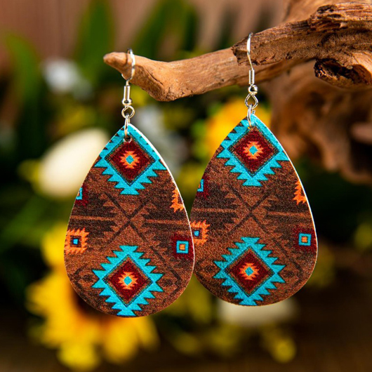 Tribal Design Retro Waterdrop Detail Multi Color Earrings