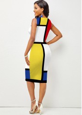 Color Block Sleeveless Round Neck Dress