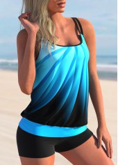 Ombre Blue Double Straps Tankini Top-No Bottom