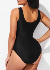 Mesh Glitter Fabric Stitching Black One Piece Swimwear
