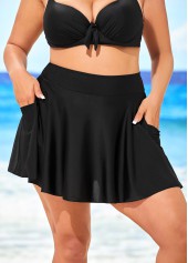 Plus Size Pocket Black High Waisted Pantskirt