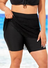 Plus Size Black High Waisted Lace Stitching Pantskirt