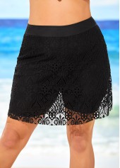 Plus Size Black High Waisted Lace Stitching Pantskirt