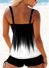Ombre Cross Front Wide Strap White Tankini Top-No Bottom