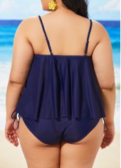 Navy Blue Plus Size Spaghetti Strap Tankini Set